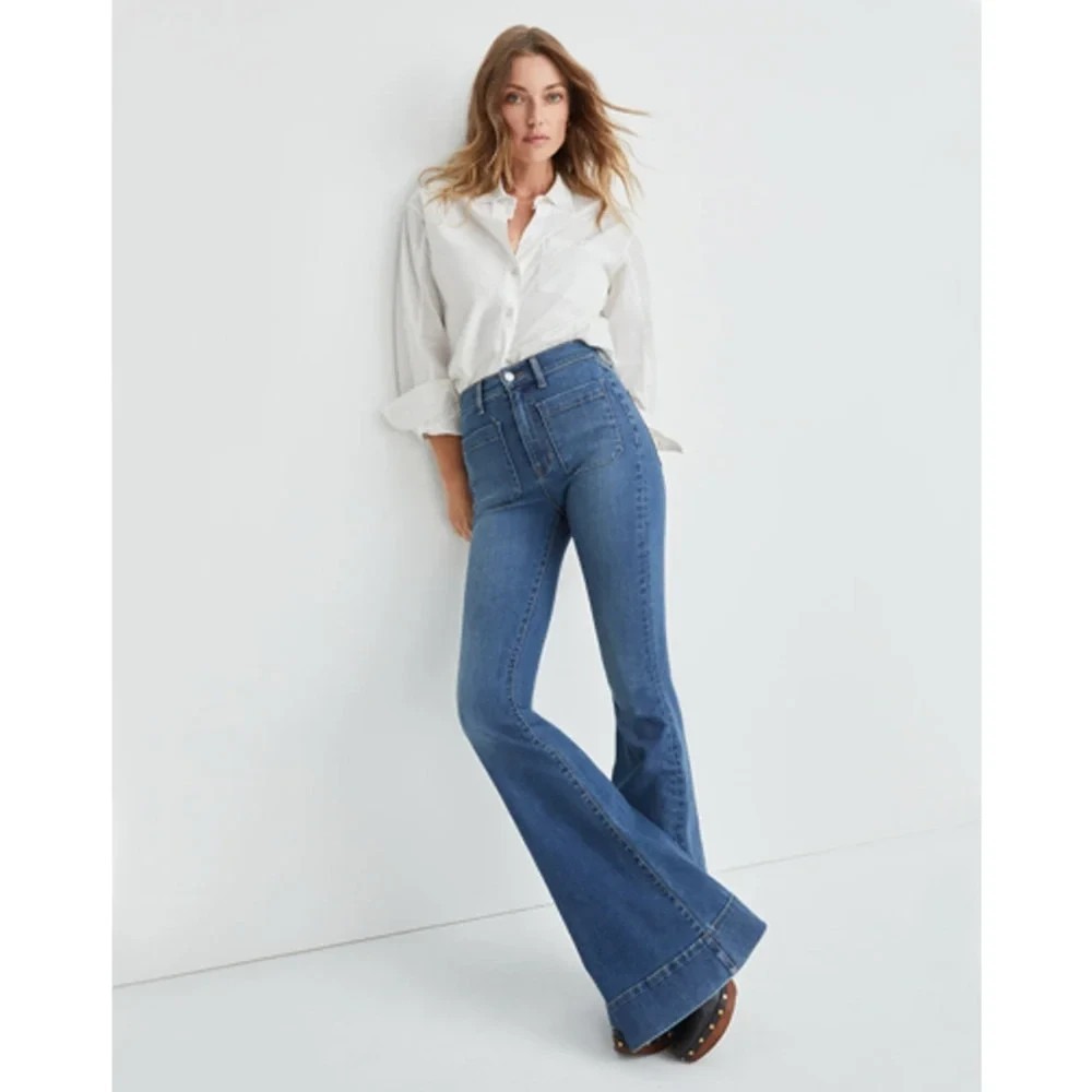 Veronica Beard Sheridan Exaggerated Flare High Rise Jeans Medium Wash Size 31